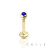 GOLD PVD PLATED OVER 316L SURGICAL STEEL LABRET/MONROE W/ 3MM GEM